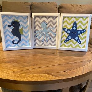 Baby boy nursery decor. Frames included